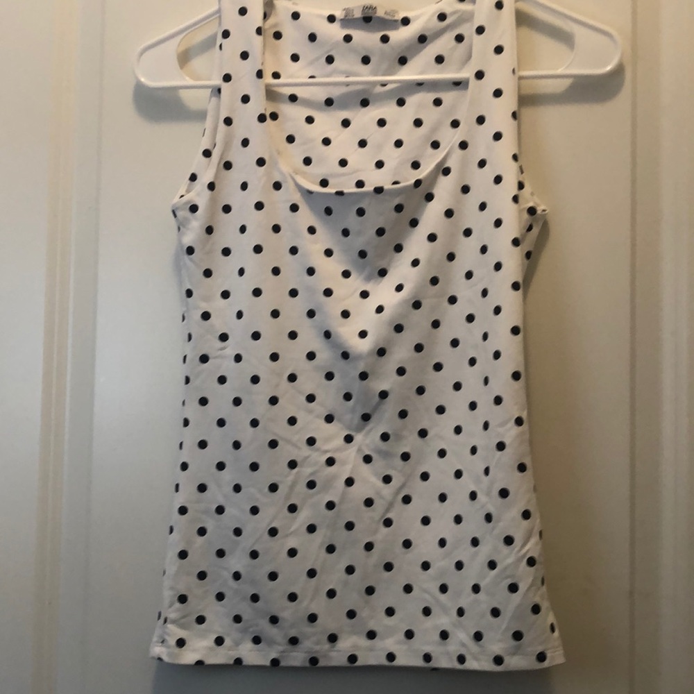 Zara black and white polka dot tank top size S